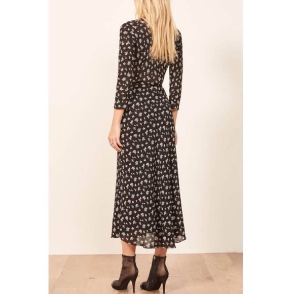 Rare REFORMATION Jaz Wrap Dress Black Size XS - Picture 7 of 13
